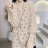Women's Clothing Fashion Lace Hollow Out Blouse Sexy Spring Autumn New Long Sleeve Casual Solid Color All-match Turtleneck Shirt-Outfit