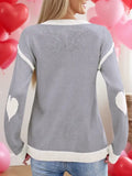 Fongt Autumn And Winter Hot Sweater Women Hit The Color Love Peach Collar Knitted Jersey Valentine's Day
