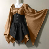Fongt New Party Long-Sleeved Women's Renaissance Medieval Dress Festive Dress