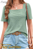 Hollow Square Collar Blouse Summer Women Casual Women's Shirt Loose Tops Short Sleeve Lace Fashion Blouses Blusas