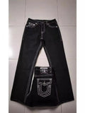 High Street Tide Brand Jeans White Thick Line Giant Buddha Religion Straight Tube-Outfit