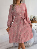 Wind Shooting Autumn And Winter New Leisure Long Sleeves Chopped Flowers Hundreds Of Folded Skirts Women's