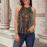 Fongt Summer New Ladies Elegant Chiffon Shirt Round Sleeveless Shirt Casual