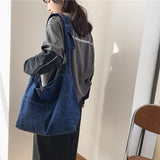 New Vintage Denim Shoulder Bags Women Simple Jeans Blue Handbag Large Capacity Fashion Women's Tote Messenger Shopping