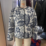 Fongt Women's ZA Fashion Autumn New Printing Thick Loose Leisure Cotton Jacket