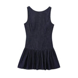 Fongt Women's New 2025 Folding Decorative Denim Effect Short Dress Women 6929084