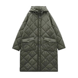 Women Fashion Hooded Thin Long Cotton Padded Clothes Warm Parka Coat Vintage Long Sleeve Female Long Outerwear Chic