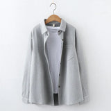 Spring New Women Solid Full Sleeve Thick Warm Woolen Shirt Jacket Winter Loose Tops Stylish Girl Casual Outwear
