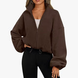 Fongt Loose Rope Zippered Sweater Fashion Hot Girl Dress Thick Sports Coat Peumen Autumn Winter