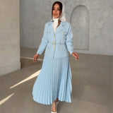 Fongt Women's Clothing 2025 Autumn New Button Suit Jacket 100-Folded Skirt Suit