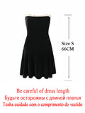 Autumn and Winter Strapless Velvet Dress Elegant Lace Up Bodycon A Line Christmas Party Dresses Female Fully Lined-Outfit