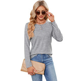 Pure Color Comfort Long-sleeved Button Pullover