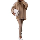 Fongt Women's Loose Collar Movement Fashion Long-Sleeved Sweating Spring Wearing A Set Of Women's Crocus