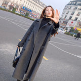 Fongt Coat Women's Long 2025 Autumn And Winter 2025 New Heben Popular Loose Over Knee Gray Thick Coat
