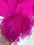 STREET Newest 2023 Designer Jacket Women's Natural Feathers Embellished Diamonds Single Button Beaded