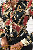Women Elegant Floral Print Blouse Shirt 2023 Autumn New Casual Long Sleeve Button Tops Lady Sexy Bandage Turn-Down Collar