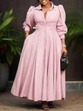 Fongt Women's Elegant Long-Sleeved Shirt Dress In Fashion And Long African Dress