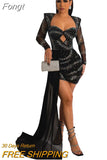 Beautiful Rhinestones Long Straps Mini Dress Womens New Chic Cut-Out Sheer Mesh Sequins Party Dresses Christmas