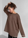 Fongt Spring And Autumn New Solid Color Long-Sleeved T-Shirt Women Hot BF Wind Lengthn Cotton Top 3317A