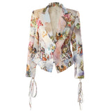 Fongt New Personality Retro Fashion Print Waist Thin Blazer Female 1674