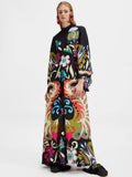 Fongt Summer Printed Seven-Sleeve Collared Dress