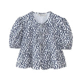 Fongt New Bubble Sleeve With Solid Color Short Top 1213835