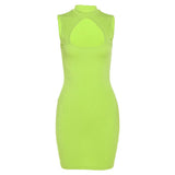 Fongt INS Summer Women's Fashion Sleeveless Round Collar Sexy Hollow Out Slim Hip Wrap