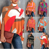Wise Hot Summer Hanging Bat Sleeve Print Shirt Woman-Outfit