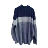Fongt Men's Casual Sweater Knit Pullover Polo Type Long Sleeve Zip Collar Large Size Men's