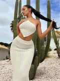 Fongt Irregular Sexy Knitted Sweater Sling Vest Women Tight-Bag Ass Skirt Set