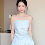 Fongt Temperament Lazy Style A Set Of Thin Shirt Folds Design Smear Tsets Women's Boobs Half-Dress Women's Suit
