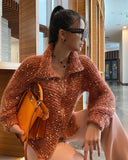 Fongt New Fashion Solid Color Lapel Heavy Industry Sequins Lazy Wind Sweater Coat-Outfit