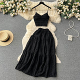 Fongt Reduction Suit Female Summer Outfit 2023 New Sling Jacket Short Style Versatile Big Swing Skirt Sweet Two Sets Of Tide-Outfit