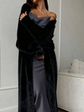 Fongt Of Stingy White Knitted Shirts Up Jacket Women Autumn And Winter Loose Fluffy Long Open Shirt