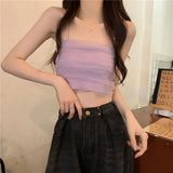 Lace Purple Slings Women Summer New Net Red Anchor Vest Wearing Sweet Hottie Short Sleeveless