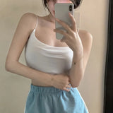 Fit Sleeveless Tank Top Summer Women's Camisole Lightweight Crop Top Spagetti Strap Solid Color Casual Base Shirt-Outfit