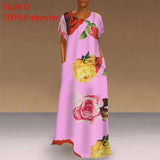 Printed Maxi Dress 2022 Casual Women's Summer Sundress VONDA Bohemian Female Printed Robe Short Sleeve
