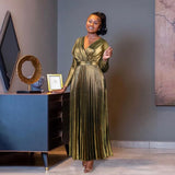 Fongt New Hot V-Neck Comfortable Dress Comfortable Light Luxury And Familiar Wind High-Rise 100-Folded Dress Dresses