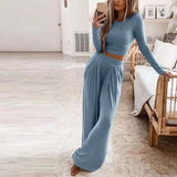 Solid Color Rib Knit Long Sleeve