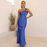 Fongt Women's New Open-Fork Fashion Sexy Bareback Solid Dress Hanging Long Dress Dress Women