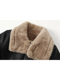 Faux Fur Coat Women Leather Jacket Autumn Winter Warm Plush Thick Outerwear Ladies Wool Fur Collar Zipper Basic