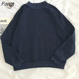 New 9 Colors Pink Green O-neck Hoodies Women Winter Autumn Pullover Sweatshirt Female Pure Color Loose Tracksuit
