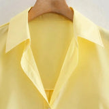 Women Turndown Collar Yellow Loose Blouse Female Long Sleeve Shirt Casual Lady Tops Blusas