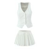 Fongt Homemade New Women's Sleeveless Buttoned Suit