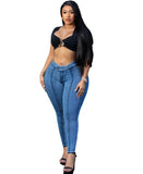 Fongt Women's New Women's Jeans Street Fashion Washing Denim Casual Elastic Trousers