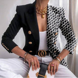 Fongt New Women's Coat Season Printing Xiaoxi Decoration Fashion Short Double Buckle Top Woman