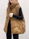 Knit Sleeve Down Vest Female 2024 Winter New Fashion Hooded Design Sense Warm Small People Wearing A Vest-Outfit