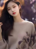 Fongt And Winter New Round Collar Collar Collar Jersey Tweed Blouse Design Sweater Temperament Lazy Blouse Woman