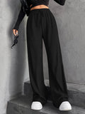 Fongt Hanging Mop High-Waisted Trousers Loose Temperament Straight Women's Niche Design Solid Color Trousers