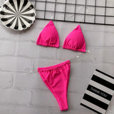 Bikini Set 2022 Sexy Pentagram Design Clear Strap Thong Swimsuit Women Neon Green Transparent Bathing Suit Beach